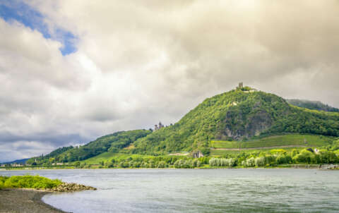 Sommerurlaub in Westdeutschland: Rhein und Drachenfels bei Königswinter, Siebengebirge